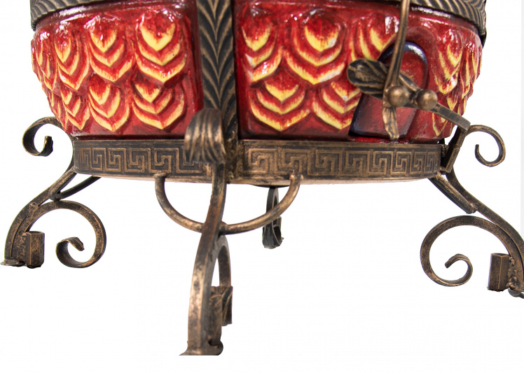 Тандыр «Шёлковый Путь» с откидной крышкой и 2 столиками, цвет: Красный