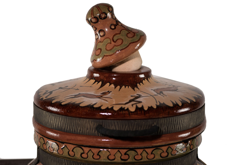 Тандыр «Шульган-Таш» с откидной крышкой и 2 столиками, цвет: Узор