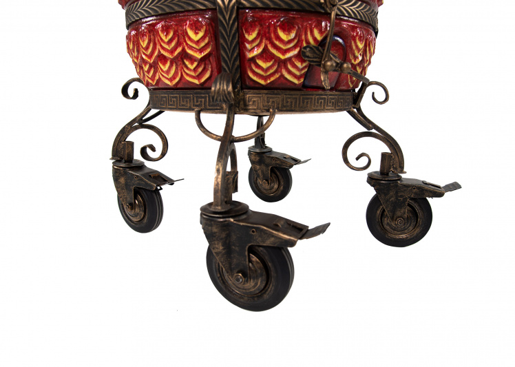 Тандыр «Шёлковый Путь» с откидной крышкой и 2 столиками, цвет: Красный